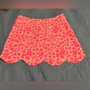 Sz 0 Lilly Pulitzer Bright Pink & White Scalloped Skirt